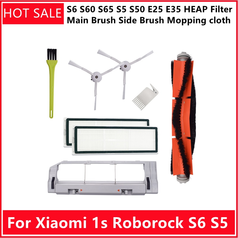 HEAP Filter Main Brush Side Brush Mopping cloth for Xiaomi 1s Roborock S6 S60 S65 S5 S50 E25 E35 vacuum parts accessories