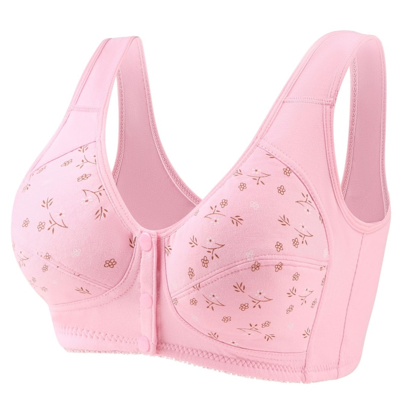 1PC Women Mother Wireless Cotton Bras Lingerie Front Closure T-Back Bra Soft Leisure Underwear Large Cup Plus Size