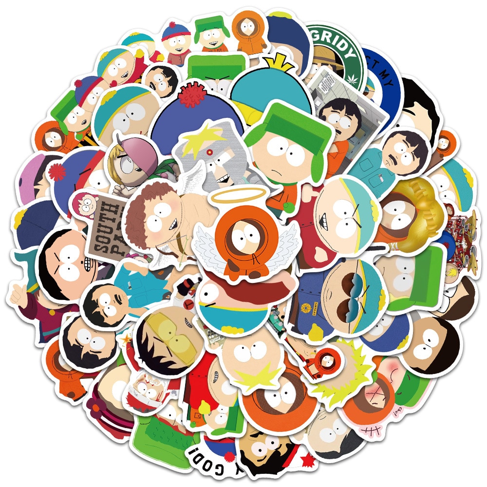 50PCS Animation SouthPark Stickers Fridge Guitar Laptop Motorcycle Luggage Skateboard PVC Graffiti Cool Sticker toys