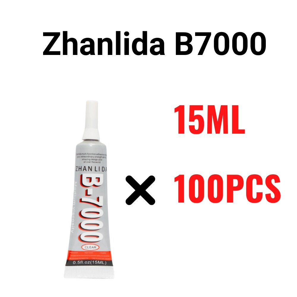 100PCS Pack Zhanlida B7000 15ML Clear Contact DIY Adhesive Repair Glue With Precision Applicator Tip