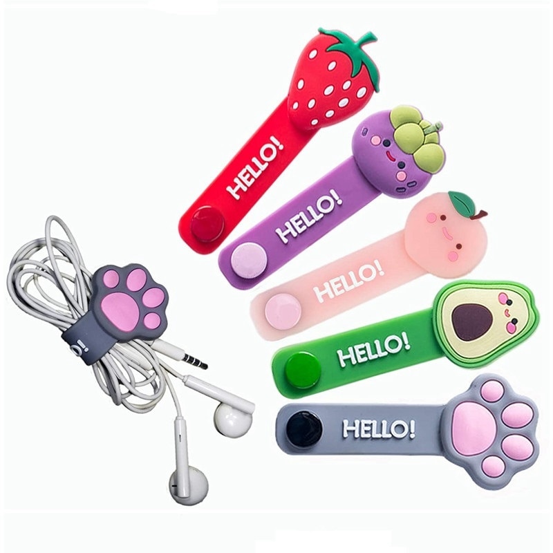 3pcs Earphone Cable Ties Cord Winder Strap Winder Cord Organizer Cable Straps for Headphone USB Cable Data Cable Charging Wires