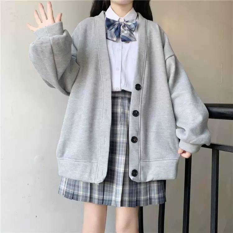 Japanese Cardigan Sweater Women's Spring and Autumn New Versatile Student Loose Button Coat Women's College Style Wome