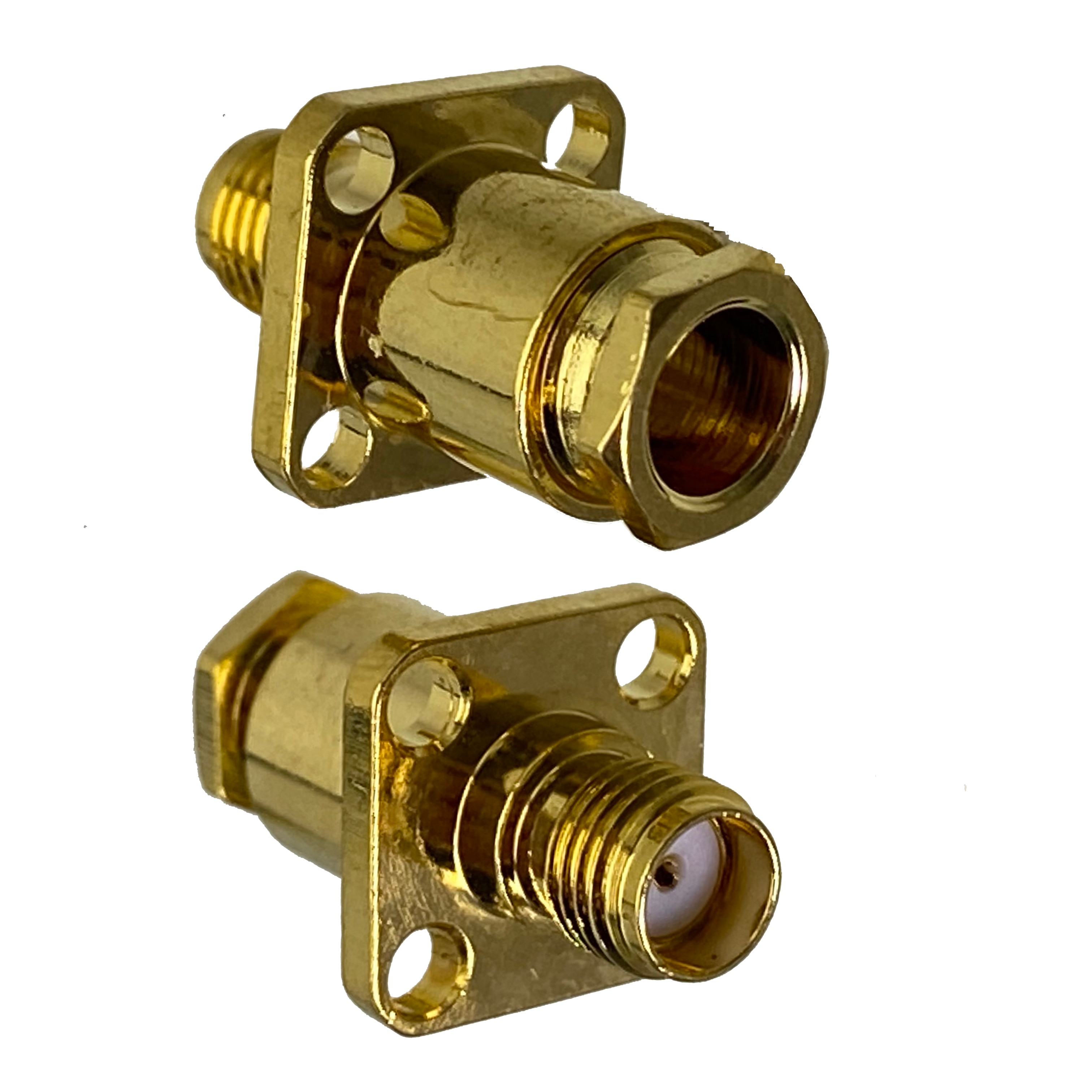 1pcs Connector SMA Female 4 Holes Flange Clamp RG58 RG142 LMR195 RG400 RF Coaxial Adapter Straight New Brass Wire Terminals