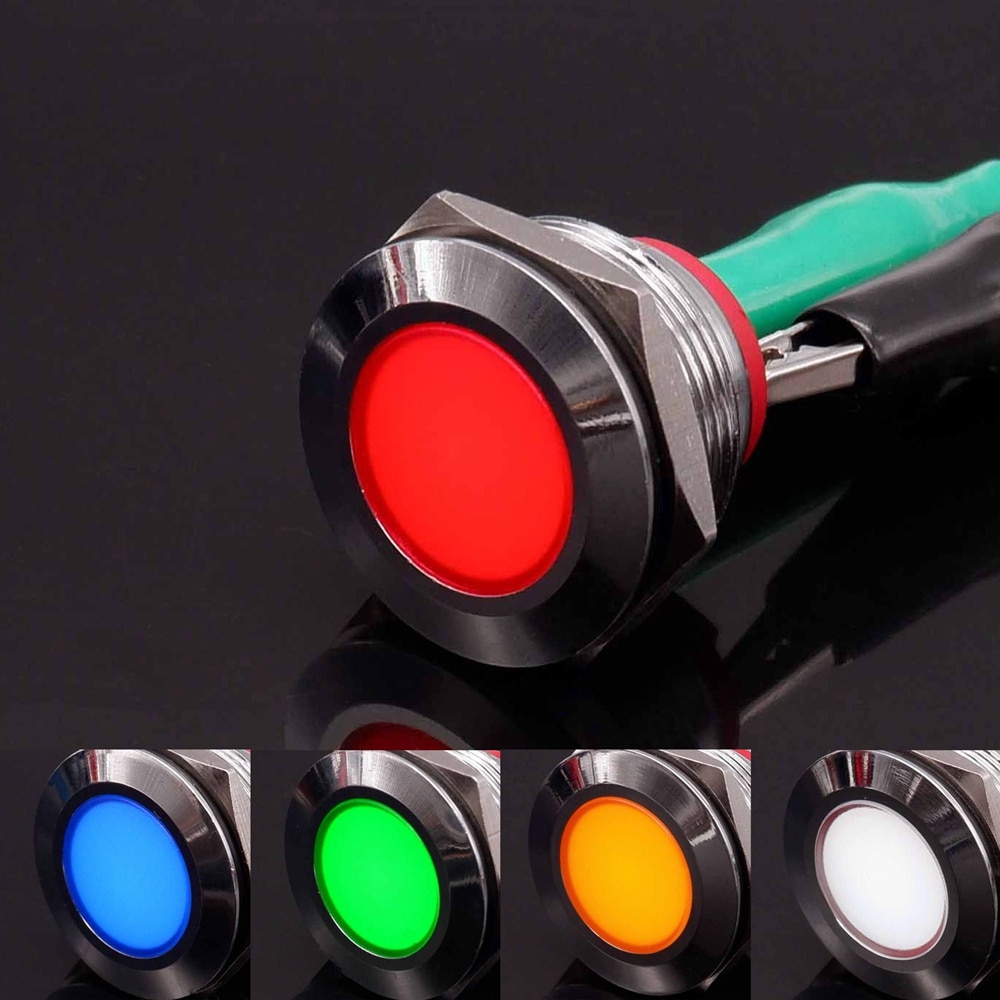 16mm 19mm 22mm Metal Indicator Light LED Signal Light Pin Terminal Screw Terminal 3v 6v 12v 24v 110v 220v Red Orange Green Blue