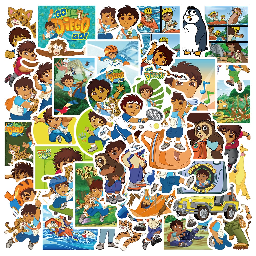 10/50Pcs Cartoon Go Diego Go Stickers SkateboardGuitar Cars Helmet Luggage Laptop Graffiti Decal Stickers Kid Birthday Gitfs