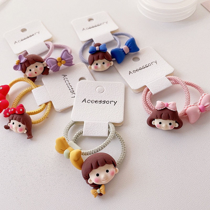 New Cute Cartoon Girl Polka Dot Bow Princess Headwear Children's Elastic Hairband Children's Tie Girl Accessories Baby