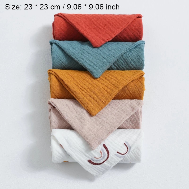 5pcs/set Kids Muslin Towel 100% Cotton Baby Saliva Towel For Newborns Bathing Feeding Face Washcloth Infant Gauze