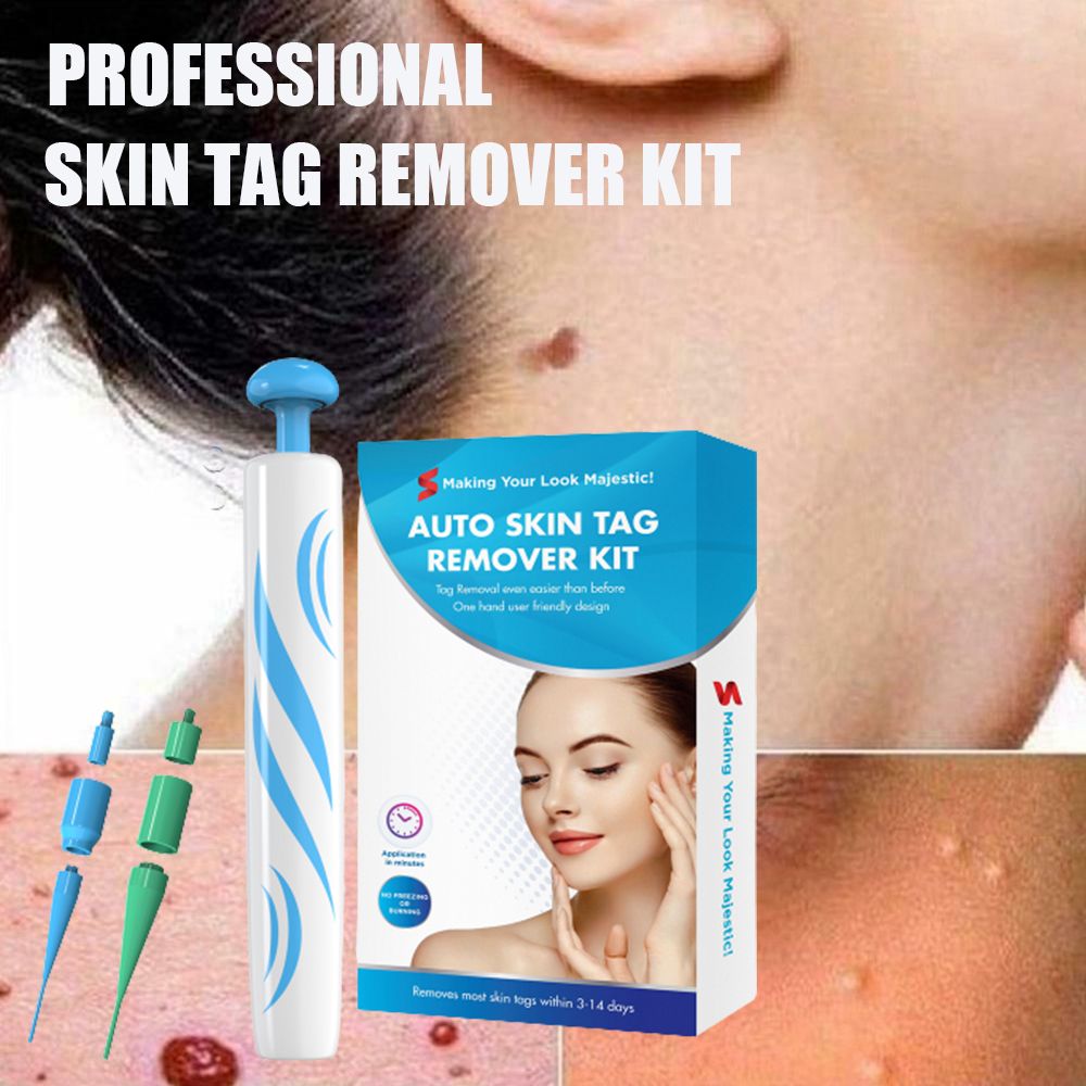 Auto Band Non Toxic Face Care Mole Wart Tool Blue Skin Tag Removal Kit With Cleansing Swabs Home Use Adult