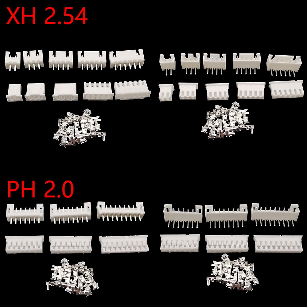 20 Sets JST XH2.54 PH2.0 2/3/4/5/6/7/8/9/10/12 Pin Male Plug Female Socket Housing Shell + Terminals Wire Connector Pin Header