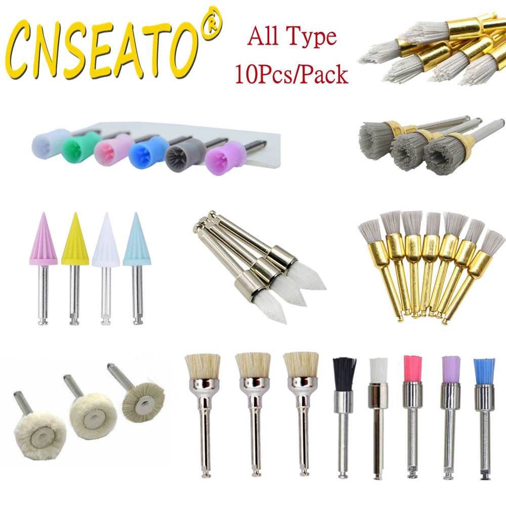 10Pcs Dental Polishing Brush Nylon Wool Cotton Wheel Prophy Cup Teeth Polisher Alumina Silicon Jewelry Buffing Latch Flat Bowl