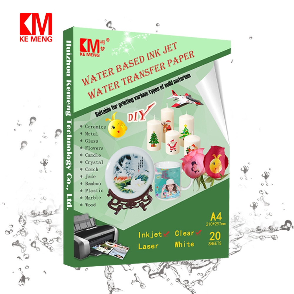 Hot Product A4 Size Dark No Cut Inkjet Water Transfer White Paper Decal Water Slide Decal Printing Papers