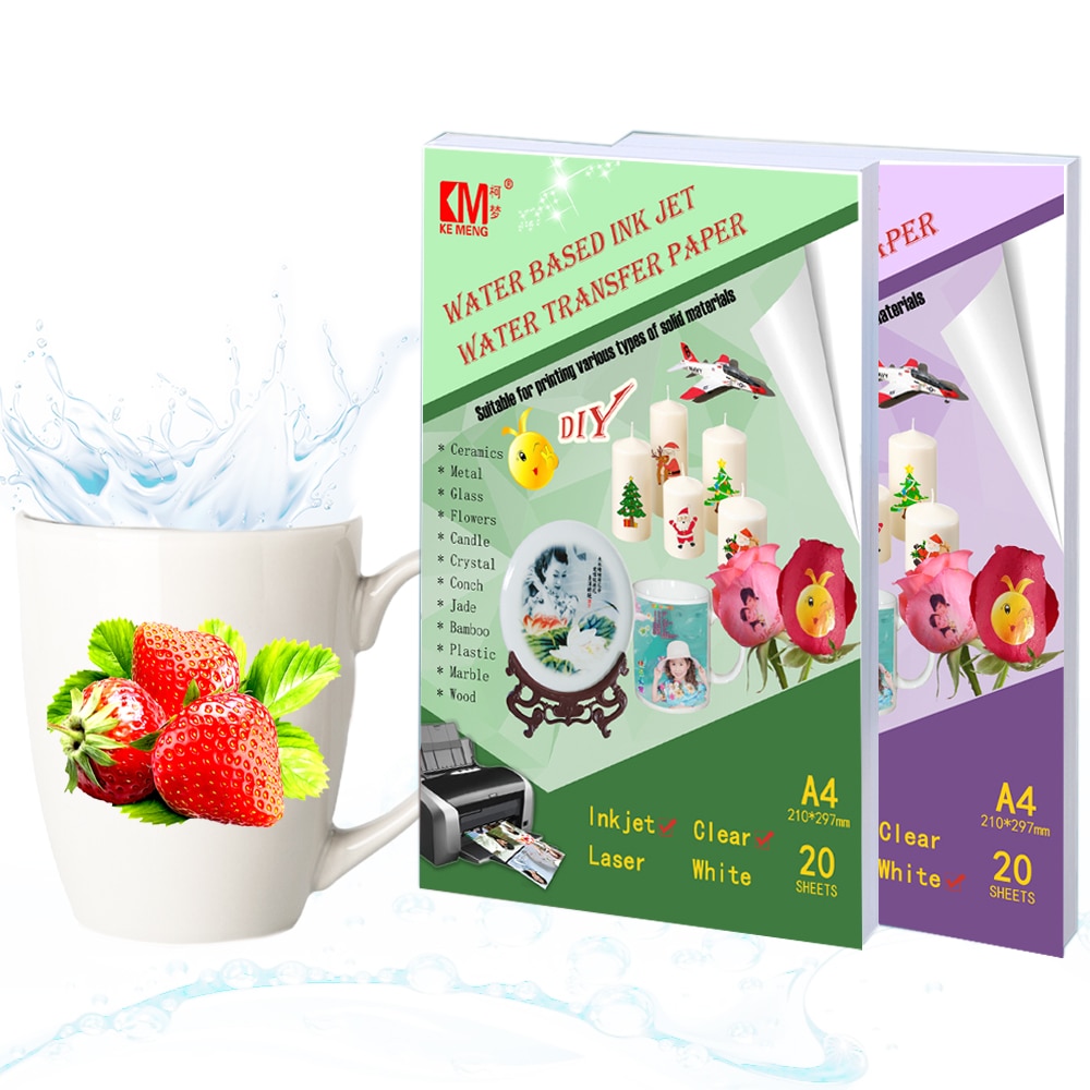 (20pcs/lot) Wholesale A4 Inkjet Water Slide Decal Paper White Background Color Transfer Paper Waterslide Decal Paper For Glass