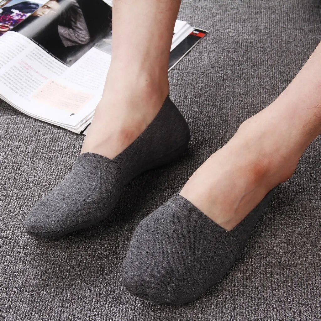 5 Pairs Men Socks Summer Breathable No Show Sport Socks Men Running Invisible Anti Slip Socks Silicone Solid Color Unisex Socks