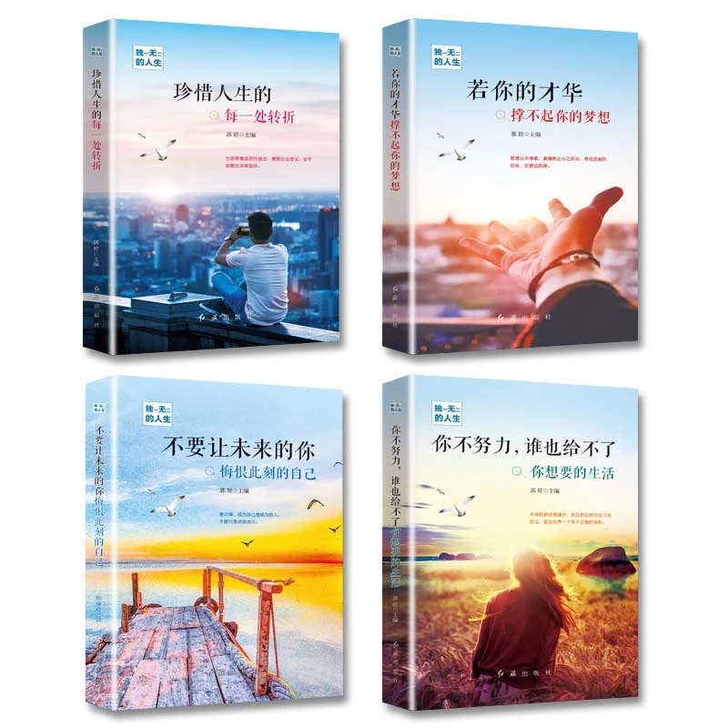 4 Books/Set Chinese Book Inspirational Adult Books Unique Life Novel Books libros Can learn Chinese writing