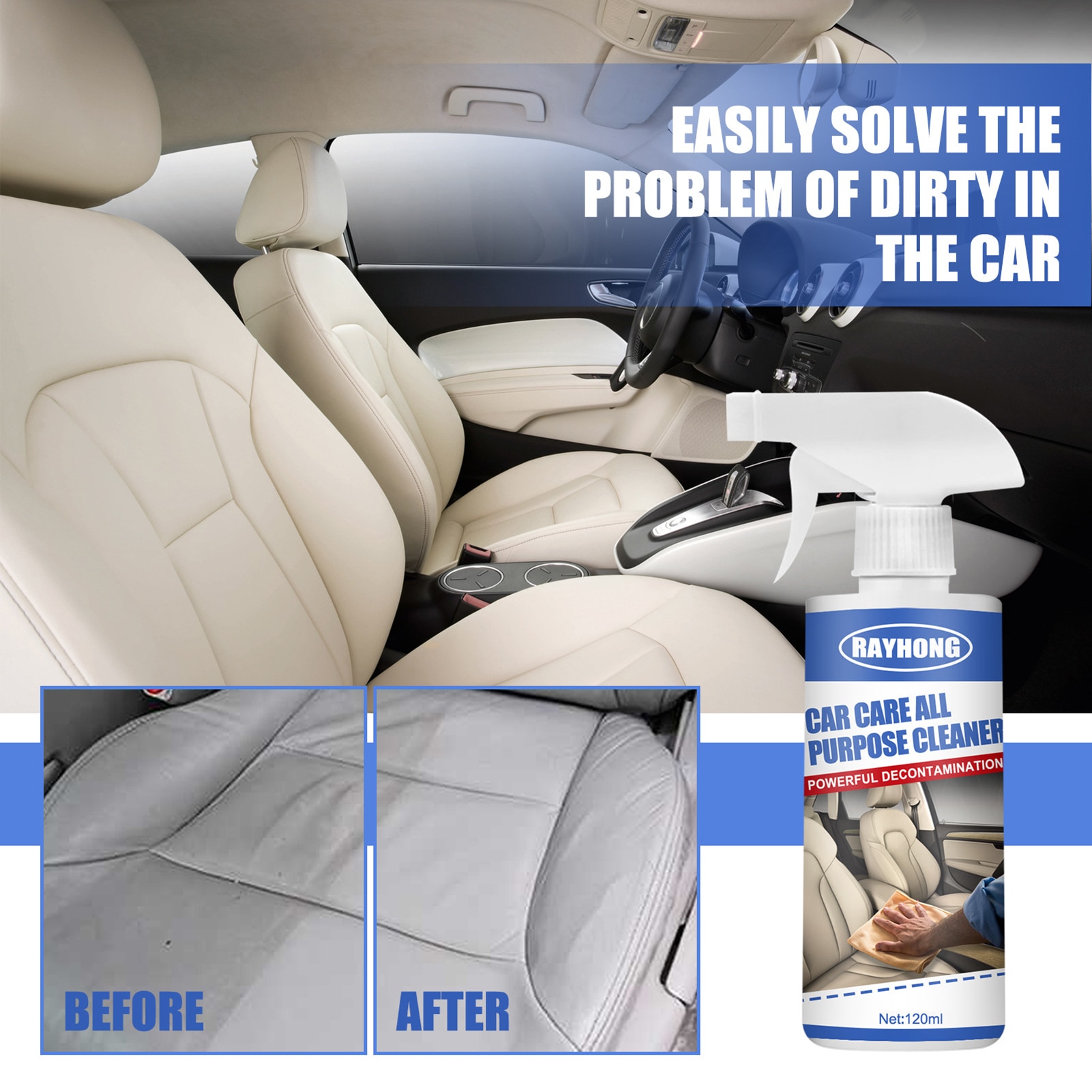60/120ml Multi-purpose Car Cleaning Agent Pratical Automotive Leather Interior Maintenance Retreading Foam Spray Cleaner