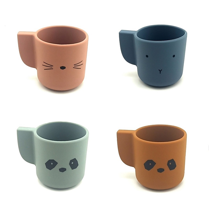 Baby Drinking Cup Kid Food Grade Silicone Tea Cups Cute Drinkware Babies Tea Culture Learning Set Toddler Tableware for Children