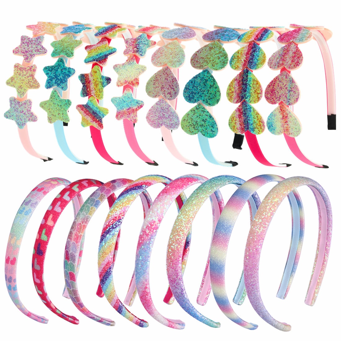 2022 Fashion Girl Glitter Headband Cute Headband Hairband Gradient Rainbow Love Star Headband Mermaid Kids Gift Hair Accessories