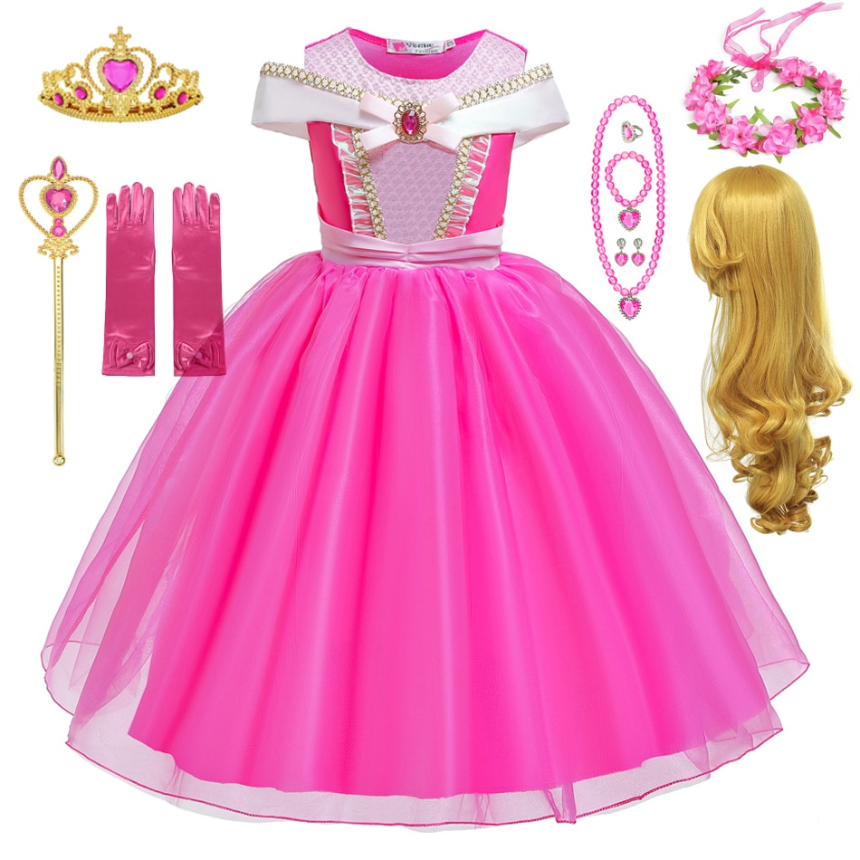 Girls Aurora Dress Halloween Cosplay Sleeping Beauty Princess Clothing Christmas Costume Party Birthday Gift 2-10T