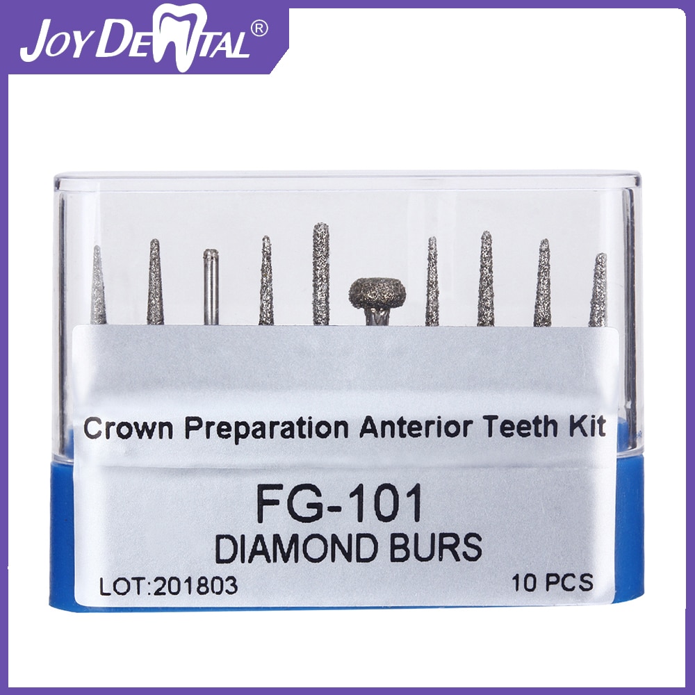 JOY DENTAL Dental Diamond Bur Kit With Storage Box Various Functions Optional Fit for High Speed Handpiece 10 Pcs/Pack