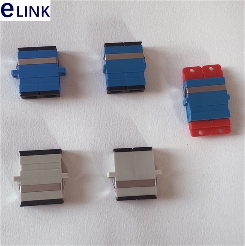 SC DX adapter flangeless duplex SM MM APC OM3 OM4 OM5 blue green gray aqua optical fiber coupler red connector