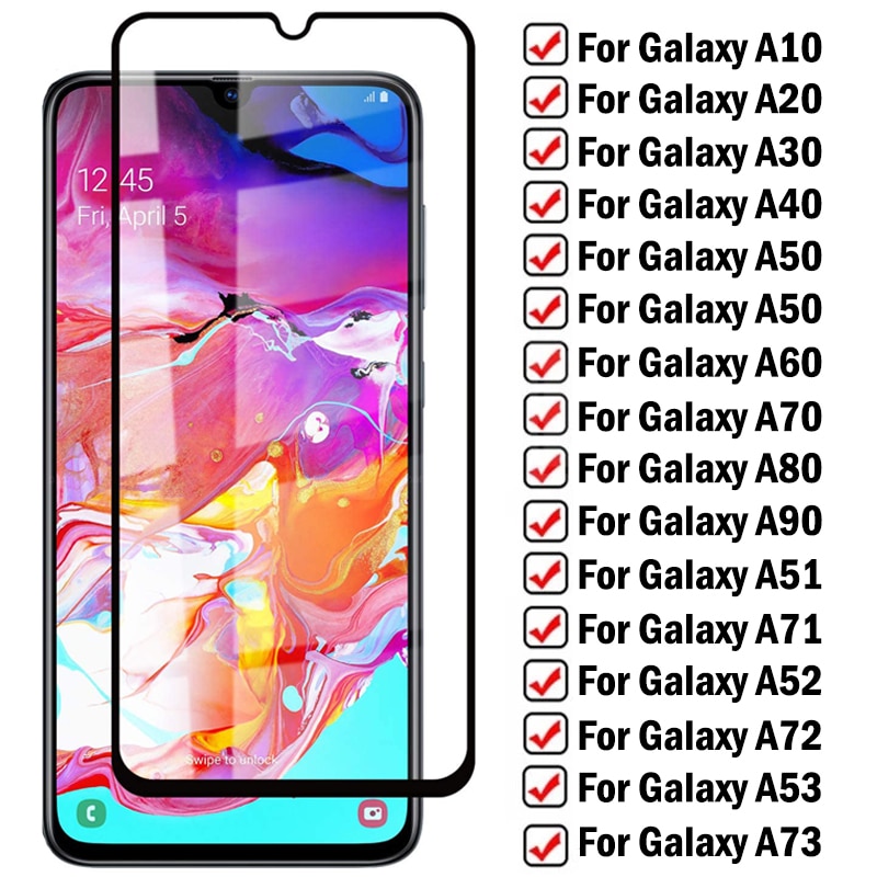 9D Tempered Glass For Samsung Galaxy A10 A20 A30 A40 A50 A60 A70 A80 A90 Screen Protective Samsung A51 A71 A52 A72 A53 A73 Film
