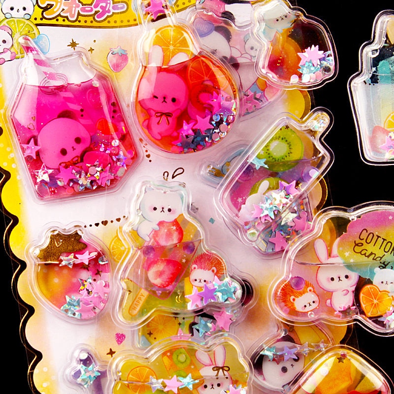 Kawaii 3D Stickers Resin Drop Gel Crystal Clear Deco Stickers For Kids Scrapbook Stationery Stickers Decal Toy