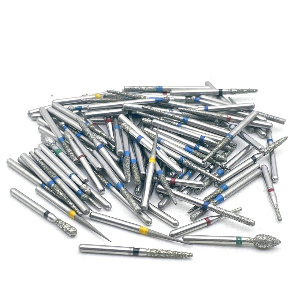 100pcs/set Dental Diamond Burs Drills High Speed Handpiece Polishing Whitening Tools 1.6mm shank random size