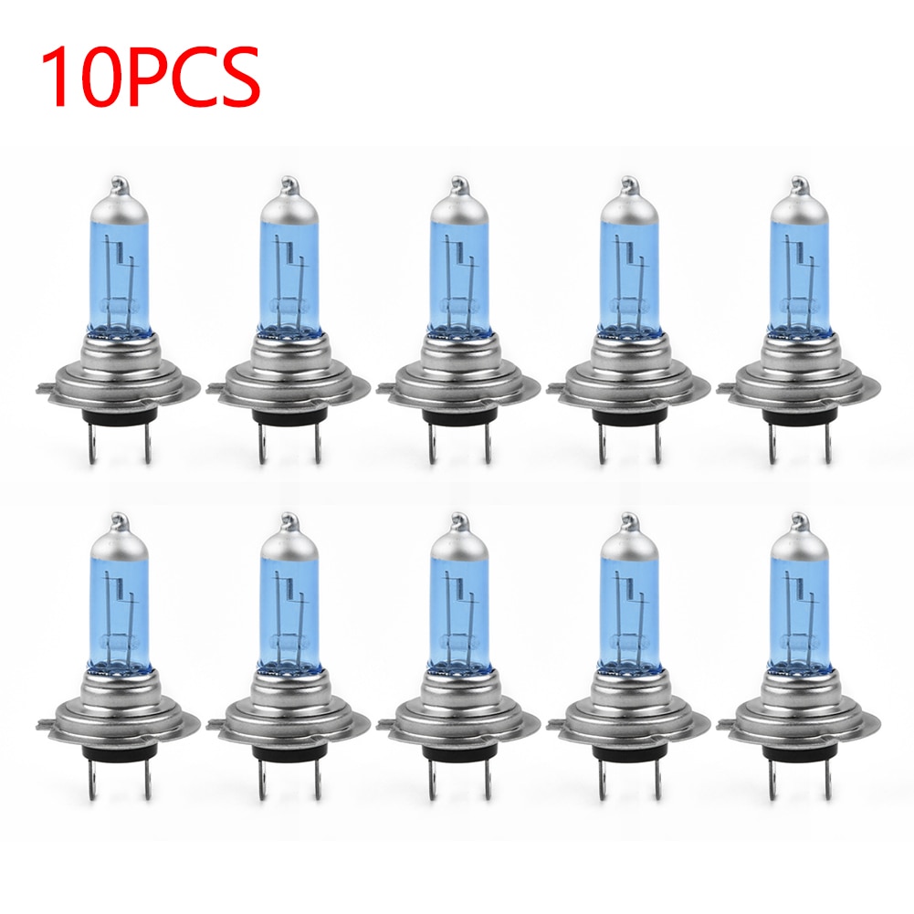10pcs Car Headlights H7 12V Xenon White 6000K Halogen Car Headlights Xenon Headlamps 55W Lamps High Brightness Bulbs