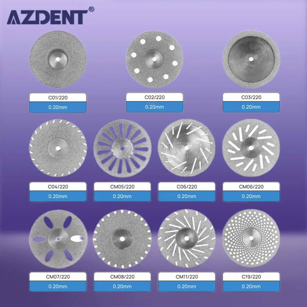 AZDENT 5pcs/Pack Dental Ultra-thin Double Sided Sand Porcelain Diamond Cutting Disc Mandrel Diamond Dentistry Polishing Tools