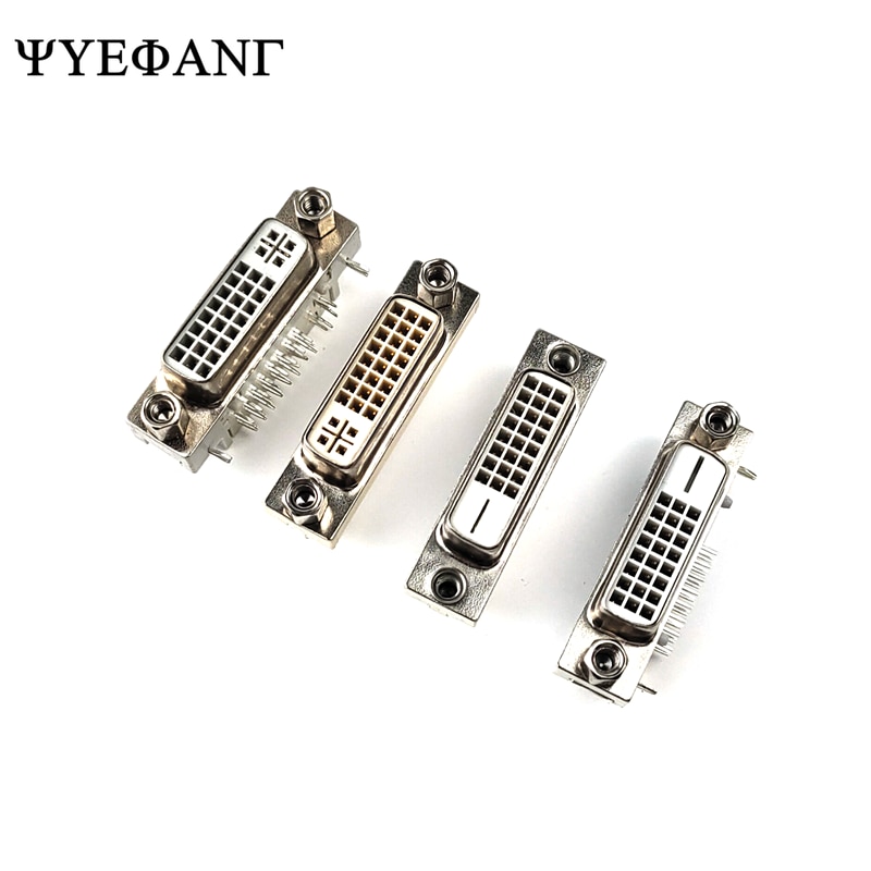 2PCS DVI24+5 DVI24+1 Solder-wire Male/Female Header DVI-I Connector Bent Female-header 90-degree DVI Adapter Plug Terminal