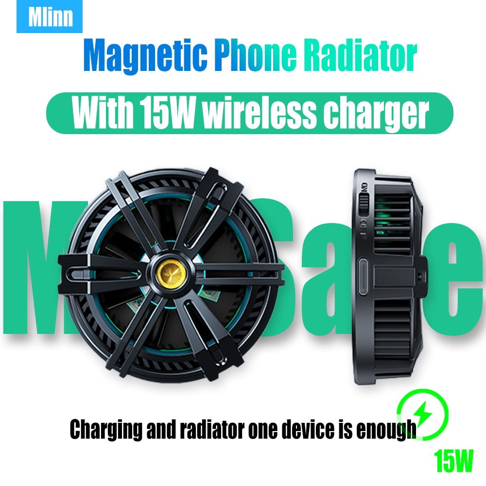 Smartphone Cooler 15W Wireless Charger Magnetic Cooling Fan for Game Radiator MagSafe Cool Heat Sink For iPhone 13 12 Samsung