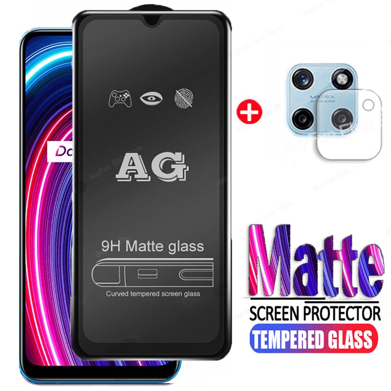 2 in 1 Matte Tempered Glass For Oppo Realme C25Y Screen Protector Camea Lens Film for Realme C21 C21Y C25 C25s Protective Glass