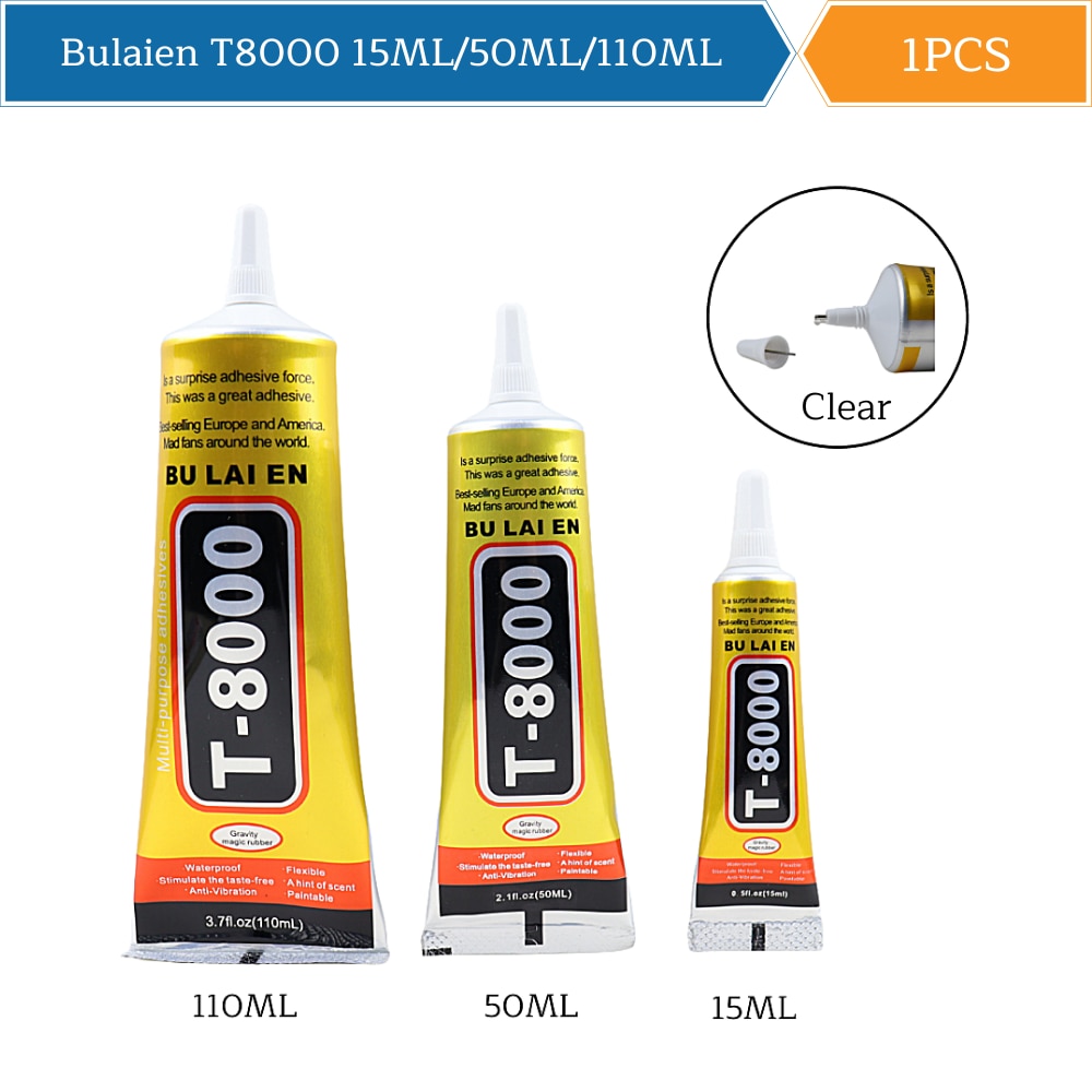 15ML 50ML 110ML Bulaien T8000 Clear Contact Phone Repair Adhesive Acrylic Spot Drill DIY Jewelry Drill Special Glue