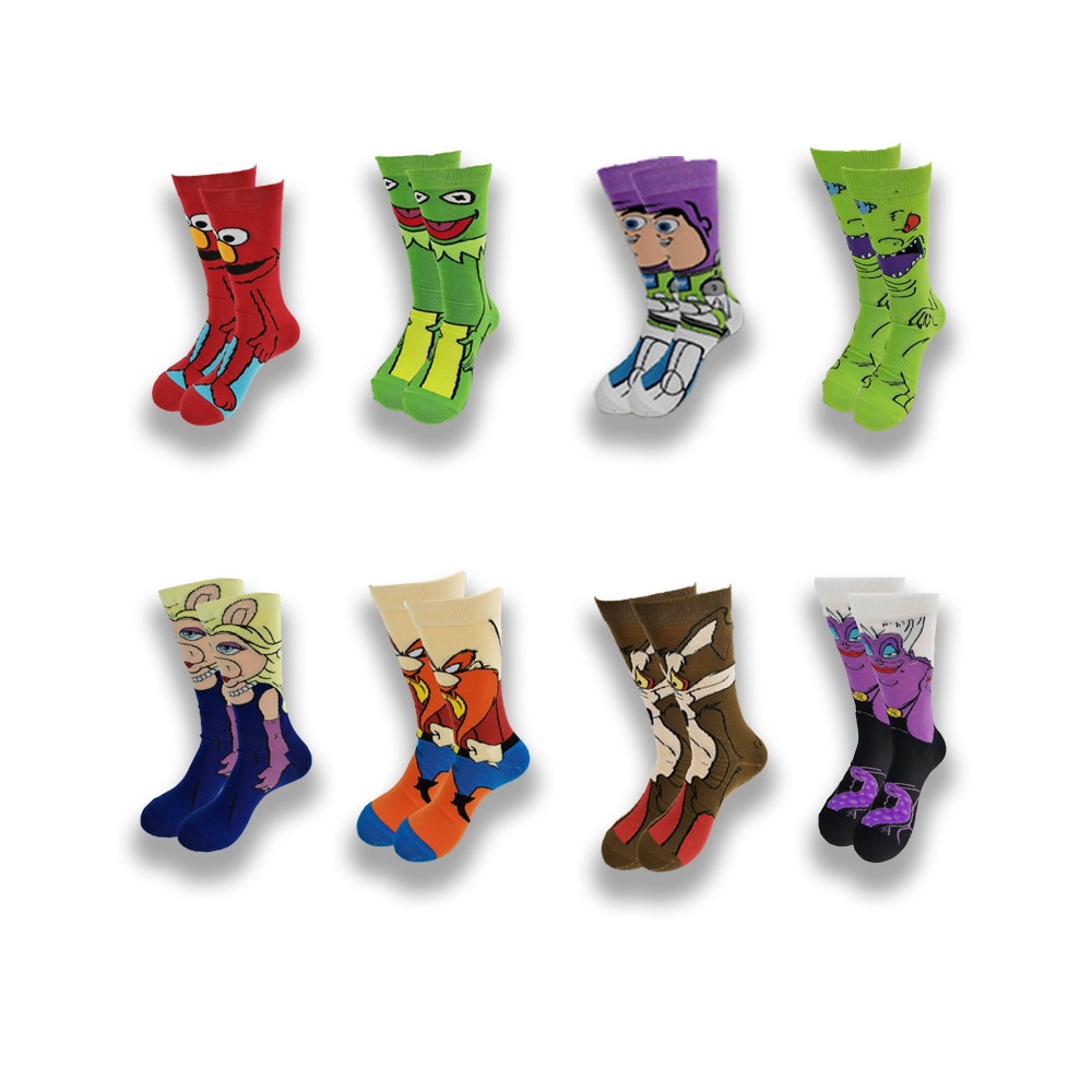 Disney Animation Cartoon Characters Head Funny Harajuku Fashion Trend Socks for Men and Women