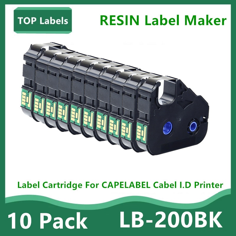 10PK 12mm Label TAPE LB200BK Labels Maker TAG For Canon MK1500/MK2100/MK2500 Printer PVC Casing Printing
