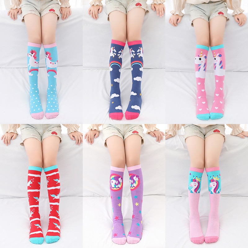 Girls Boys Toddlers Cartoon Girls Socks Baby Socks Kids Knee High Long Soft Cotton Stripped Children Stocking School Clothes