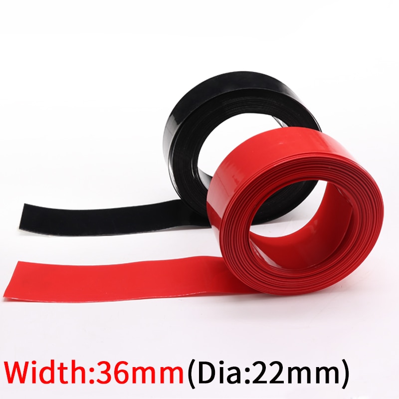 Width 36mm PVC Heat Shrink Tube Dia 22mm Lithium Battery Insulated Film Wrap Protection CaWarp Insulated Cable Sleeve Colorful