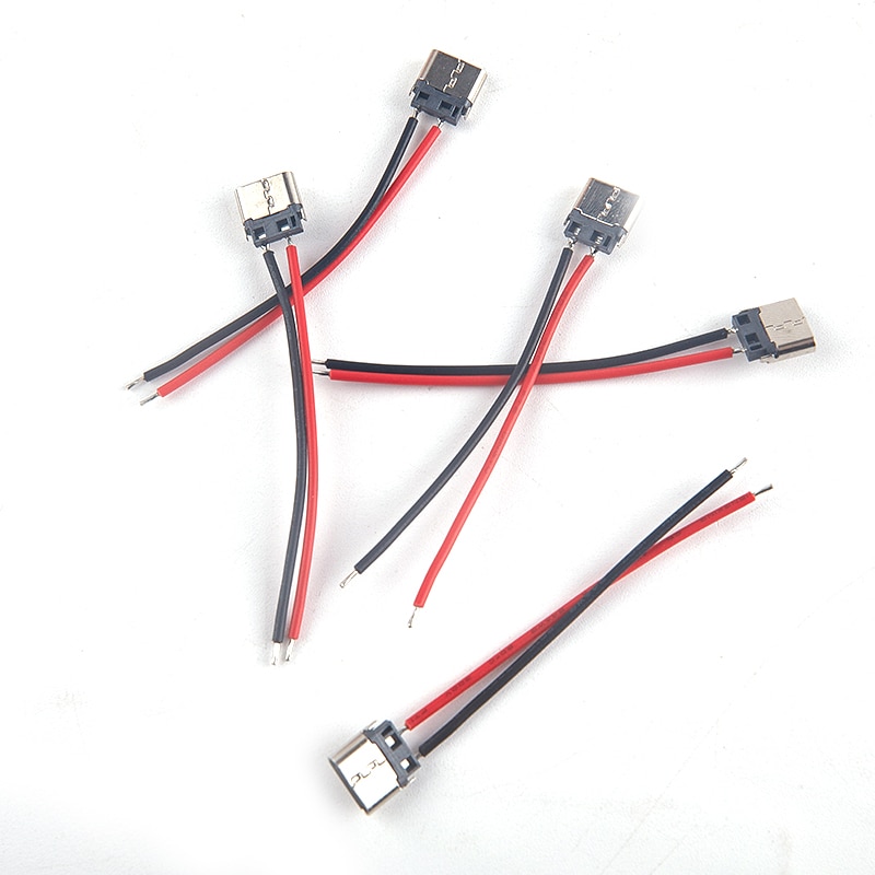 5pcs USB Type-C 2P Welding Wire Female Connector Cable For Mobile Phone Charging