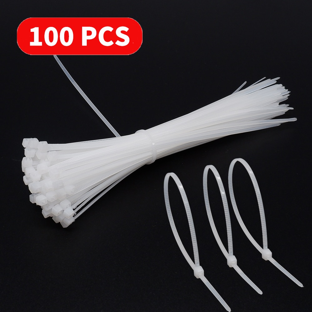 100 Pieces Cable Tie Self-locking plastic nylon tie White Organiser Fasten Cable Wire Cable Zip Ties Industrial Cable Tie
