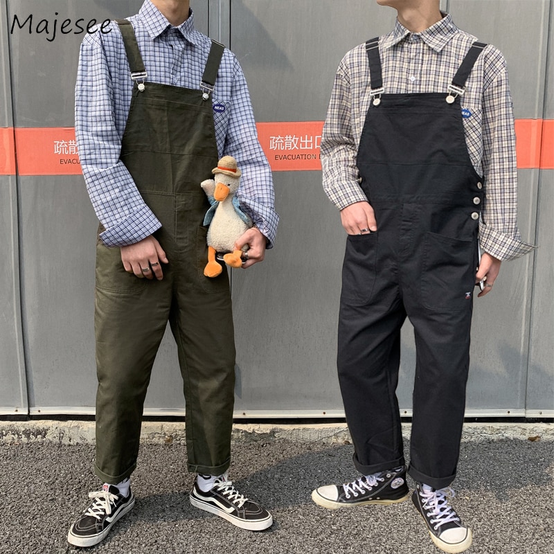 Pants Men Students Couple Casual Solid Simple Overalls All-match Breathable Minimalist BF Streetwear Loose Vintage Male Leisure
