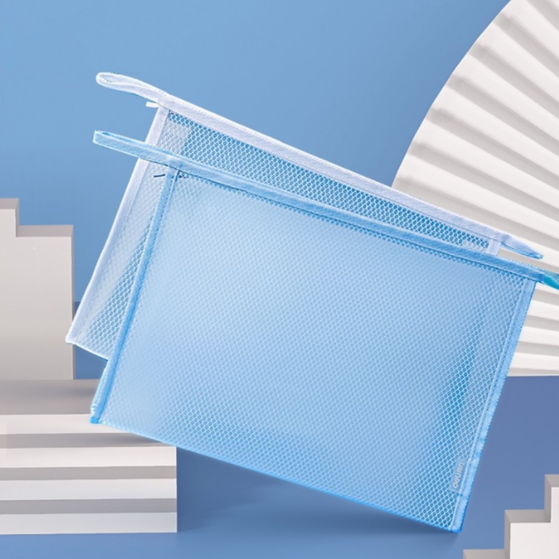 A5/A4 Transparent File Bag Mesh Data Storage Zipper Large Capacity Portable Information Pocket Folders Layer Bag