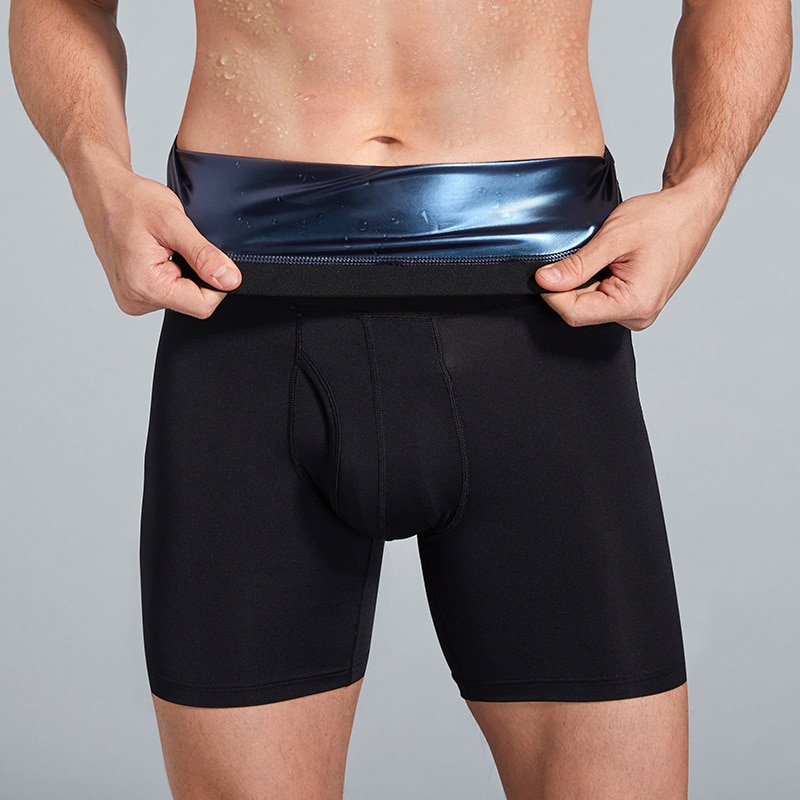 NEW Sweat Sauna Shorts Men's Fat Burning Waist Trainer High Waist Fitness Running Sports Underwear Slimming Pants Body Shap