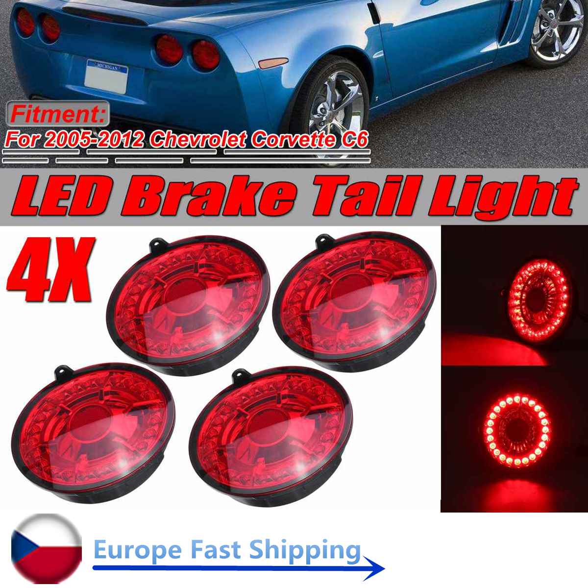 4pcs Car LED Tail Lights Rear Stop Brake Light LED Stop Light Lamps For Chevrolet Corvette C6 Coupe 2005-2013