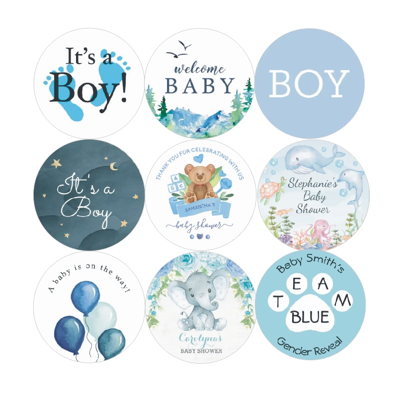 Welcome Baby Boy Stickers Labels blue Decor Stickers Welcome New Born Gender Reveal Baby Shower Decor3.5cm