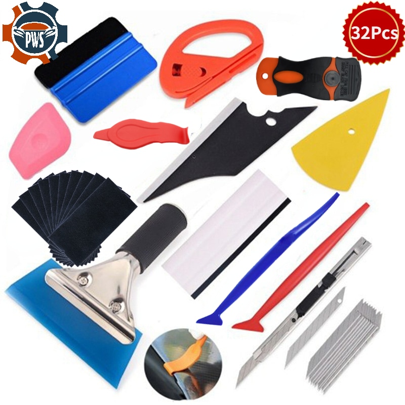 New Carbon Fiber Car Tools Vinyl Wrap Film Sticker Wrapping Auto Window Tint Foil Magnetic Stick Squeegee Razor Scraper