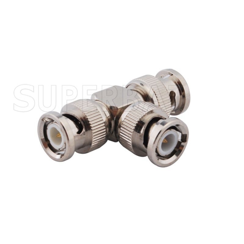 Superbat BNC Adapter Male to 2 Double BNC Plug "T" type RF Coaxial Connector Nickel