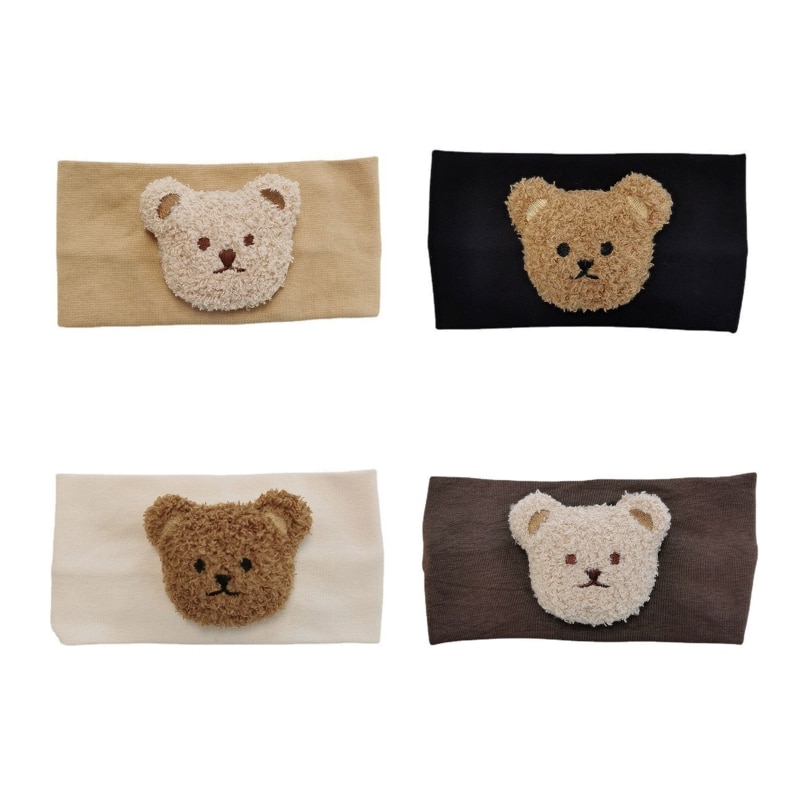Cartoon Bear Baby Headband Stretchy Turban Elastic Hair Band Warm Head Wrap Children Toddler Headwear Hair Decorations