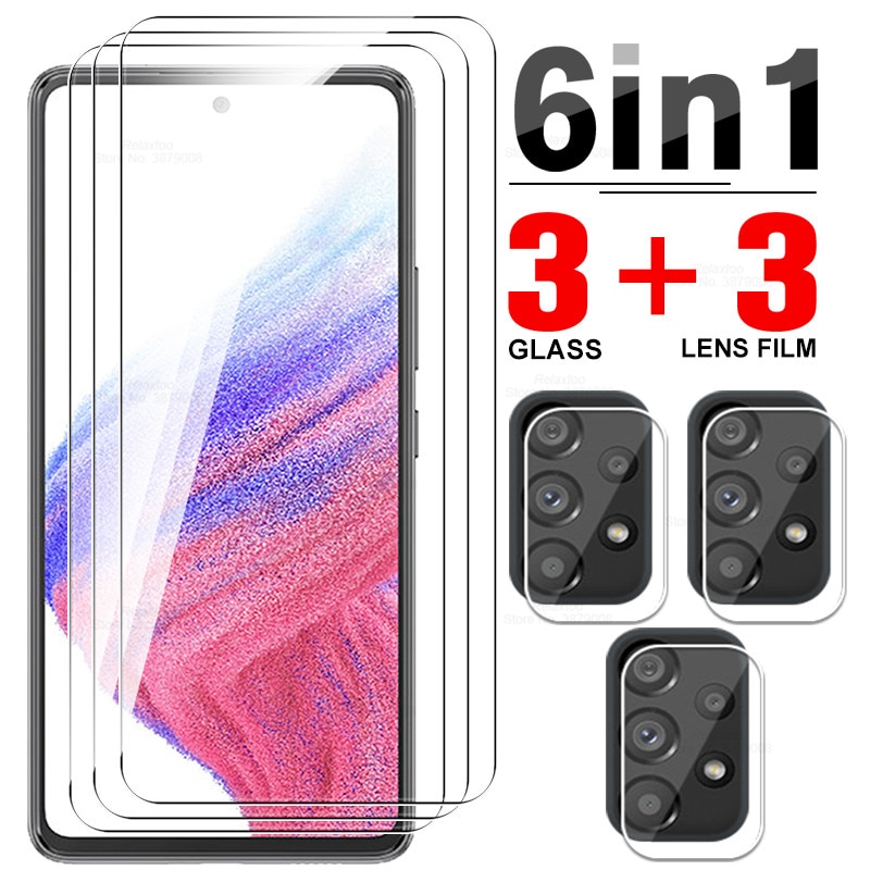 6in1 Camera Lens Protective Glass For Samsung Galaxy A53 5G Tempered Screen Protector Sumsung A53 A 53 6.5inches Full Cover Film