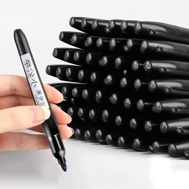 10 Pcs/lot Permanent Waterproof Marker Pen Medium Point 1.5mm Black Blue Red Ink Marker Pen for Art Supplies Stationery Pen
