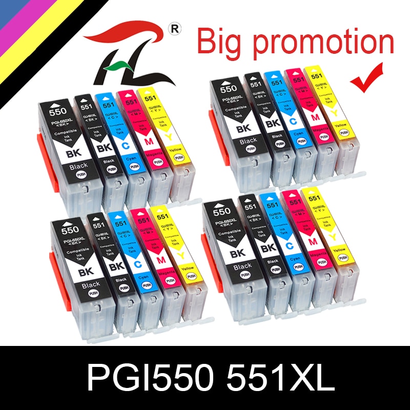 20PCS PGI550 XL Compatible Canon CLI 551 PGI 550 Ink Cartridge for Pixma iP7250 iX6850 MG5550 MG5650 MG6450 MG6650 MX725 MX925